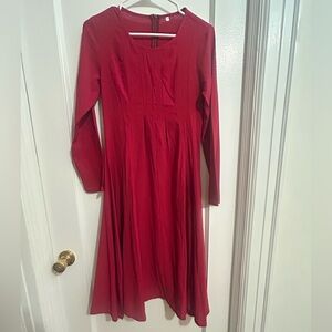 Flowy Red Long Sleeve Dress